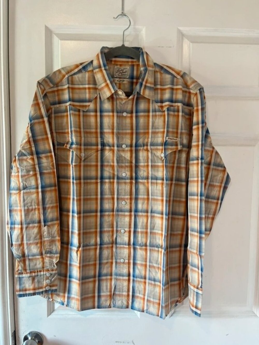 Men's Multicolor Plaid Western Button-Up Shirt, Size XL